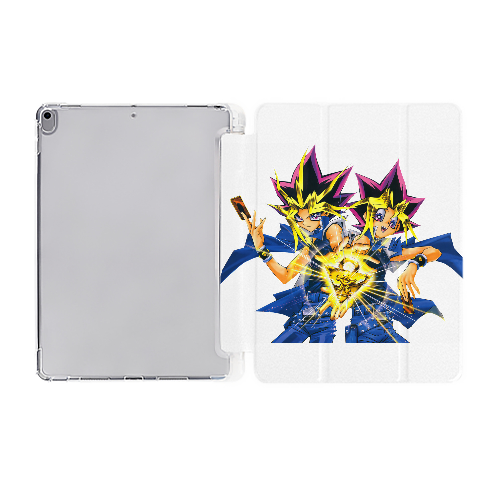 （画像用） 遊☆戯☆王 Yu-Gi-Oh! IPad ケース ペン収納付き 三つ折りスタンド PUレザー×シリコン 対応機種9.5/10.5/10.9インチ